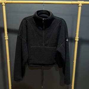 ALO Yoga Half Zip Cropped Sherpa Jacket Black Size Small